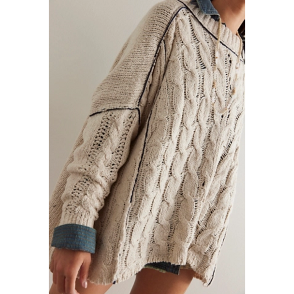 We The Free Morgan Cable Pullover in Cream